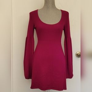 Take Out  Swing Dress Size M  Long Bell Sleeves  Rayon Berry/burgandy Color